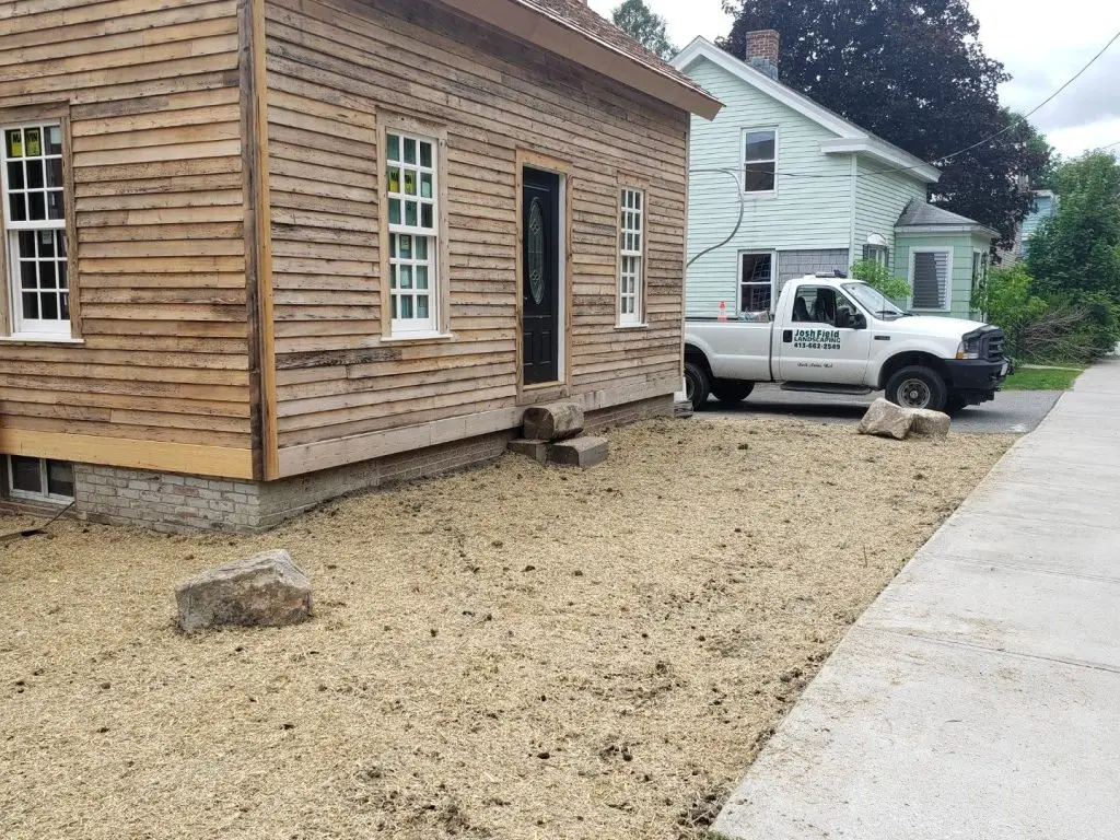 Site prep around a new cabin by Josh Field Landscaping
